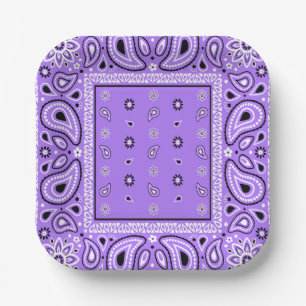 Lavender Bandana Lila Paisley Party Pappteller