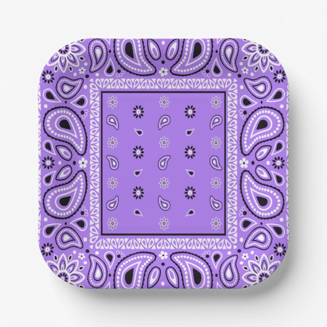 Lavender Bandana Lila Paisley Party Pappteller (Vorderseite)