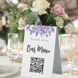 Lavender-Bar-Menü QR-Codetypografie Tischaufsteller