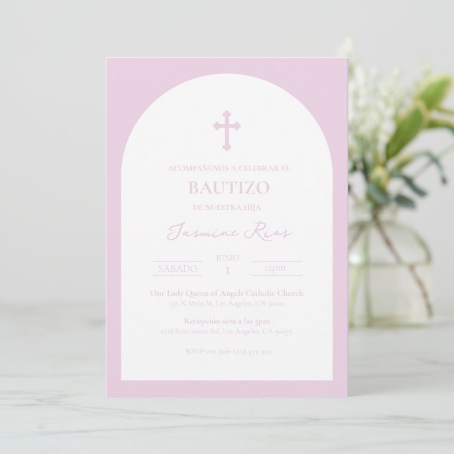 Lavender Bautizo Invitación Taufen Einladung (Stehend Vorderseite)
