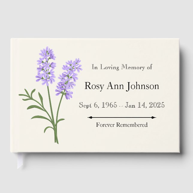 Lavender Beerdigung Gästebuch - In Love Memory (Vorderseite)