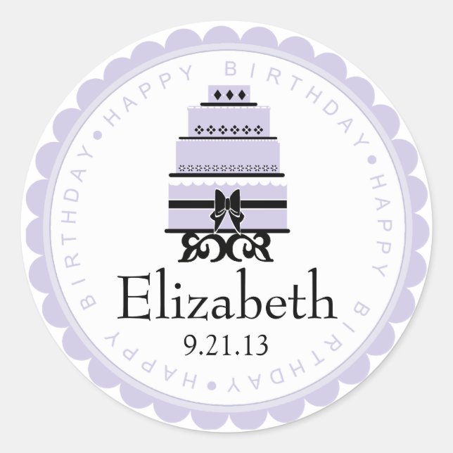 Lavender Birthday Cake Runder Aufkleber (Vorderseite)