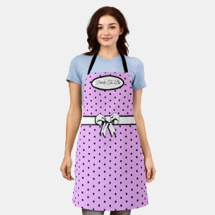 Lavender & Black Polka Dot White Bow Personalisier Schürze