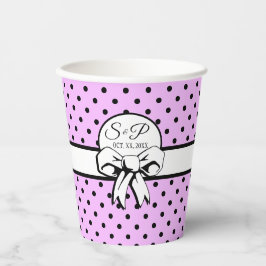 Lavender Black Polka Dot White Bow Personalisiert Pappbecher