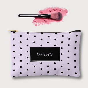 Lavender Black Polka Dots Muster Zubehörtasche