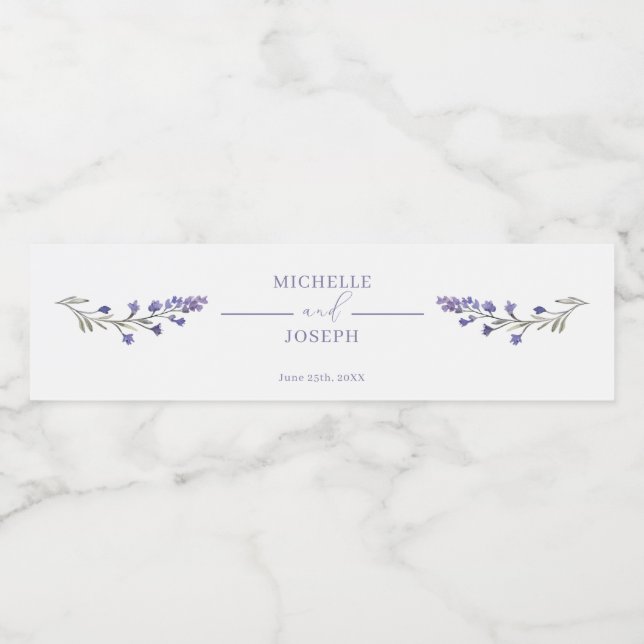 Lavender Bliss Elegante Hochzeit im Wasserfarbenbe (Einzelnes Label)