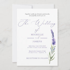 Lavender Bliss Elegante Hochzeit im Wasserfarbenbe Einladung