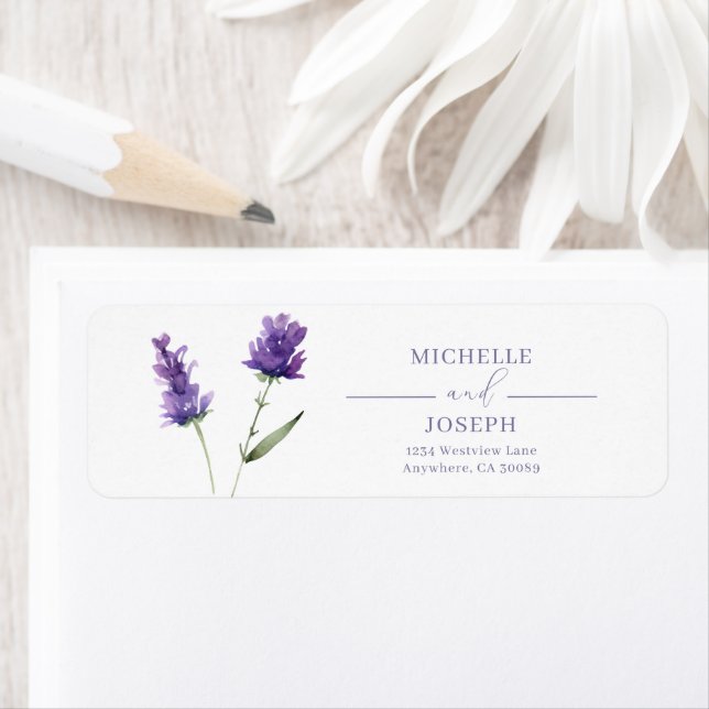 Lavender Bliss Elegante Wasserfarben-Rücksendeadre (Insitu)