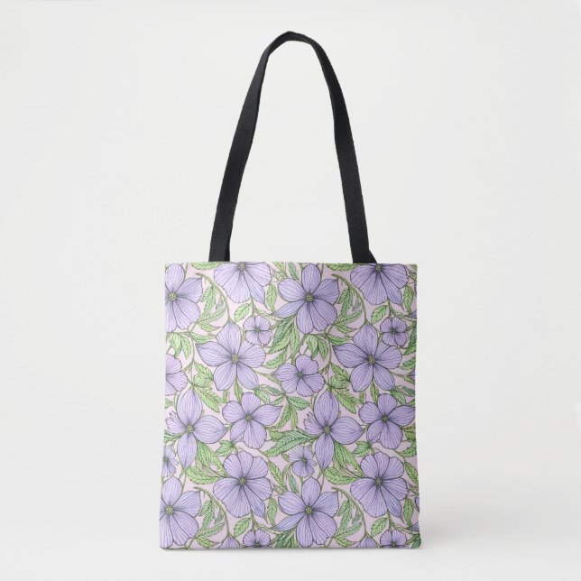 Lavender Bloom Floral Tote Bag Tasche (Vorderseite)