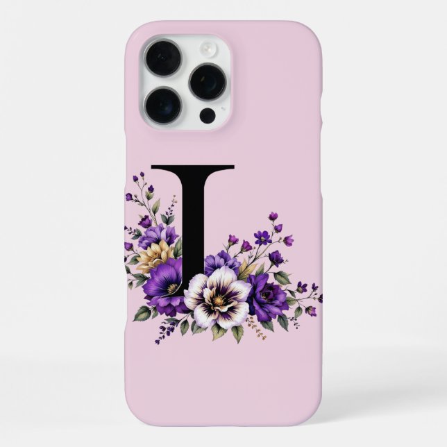 Lavender Bloom: Monogrammiertes Initial 'L'  iPhone 16 Pro Max Hülle (Rückseite)