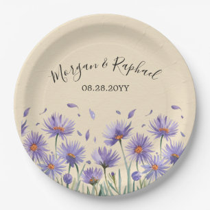 Lavender Bloom Wasserfarbe Wildblume Hochzeit Pappteller