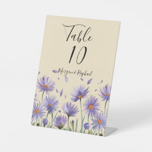 Lavender Bloom Wildblume Hochzeit Tischnummer Sockelschild