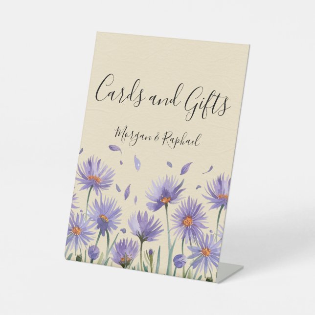Lavender Bloom Wildblume Hochzeitskarten und Gesch Sockelschild (Vorderseite)