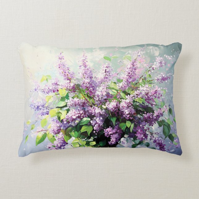 Lavender Blooming Lilac Bouquet Dekokissen (Vorderseite)