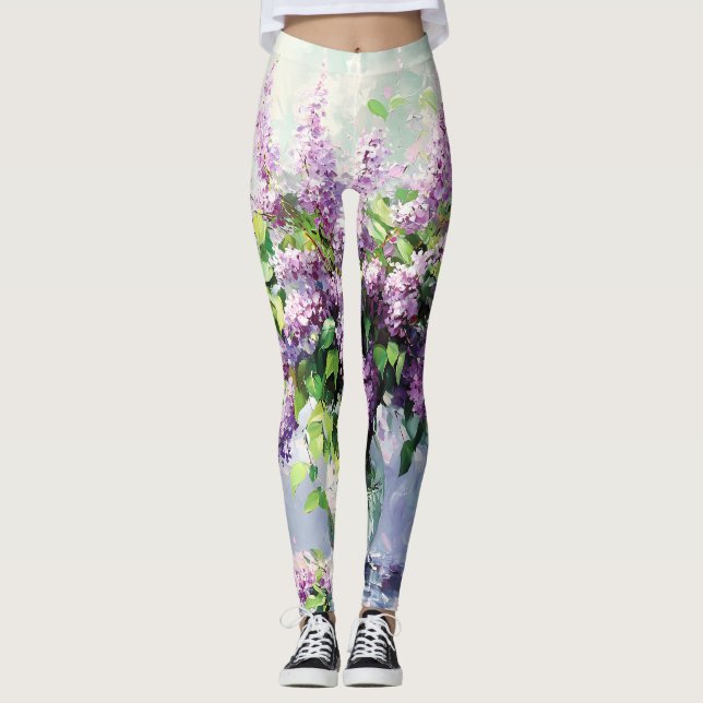Lavender Blooming Lilac Bouquet Leggings (Vorderseite)