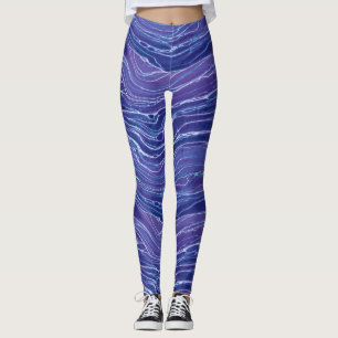 Lavender Blue Abstrakt Waves Muster Leggings