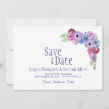 Lavender Blue Floral Wedding Save the Date