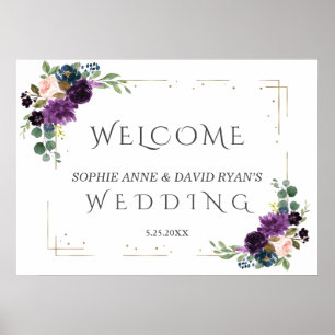 Lavender Blue Flowers or Mariage Affiche de bienve