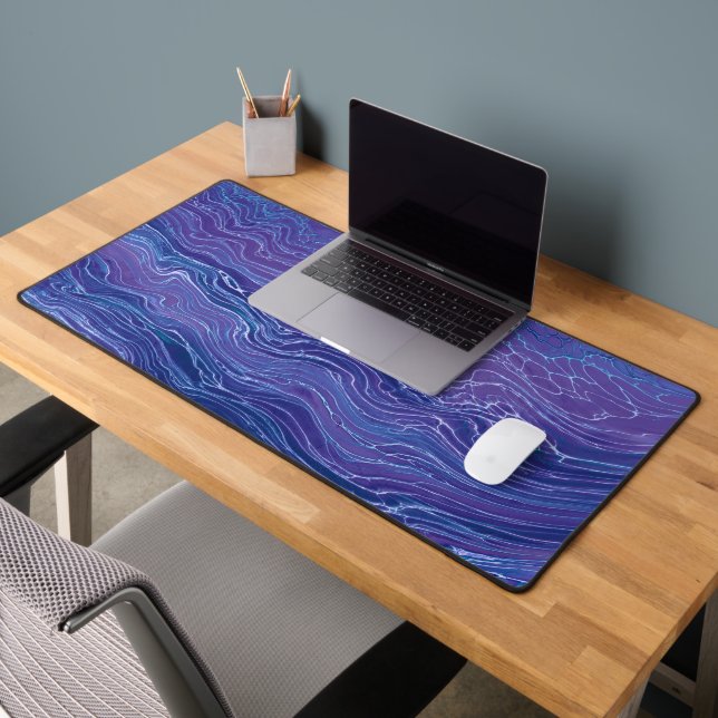 Lavender Blue Lace Marmor Akrylabstraktion Schreibtischunterlage (Büro 2)