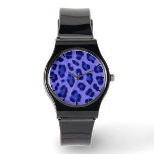 Lavender Blue Leopard Tierdruckmuster Armbanduhr