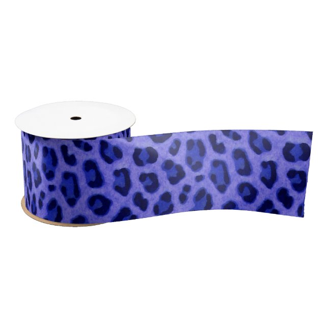 Lavender Blue Leopard Tierdruckmuster Satinband (Spule)