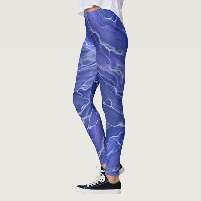 Lavender Blue Marble Acrylabstraktion Leggings (Links)