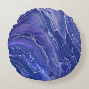 Lavender Blue Marble Acrylic Abstrakt Rundes Kissen