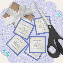 Lavender Blue Princess Tiara Birthday Favor Tags Geschenkanhänger