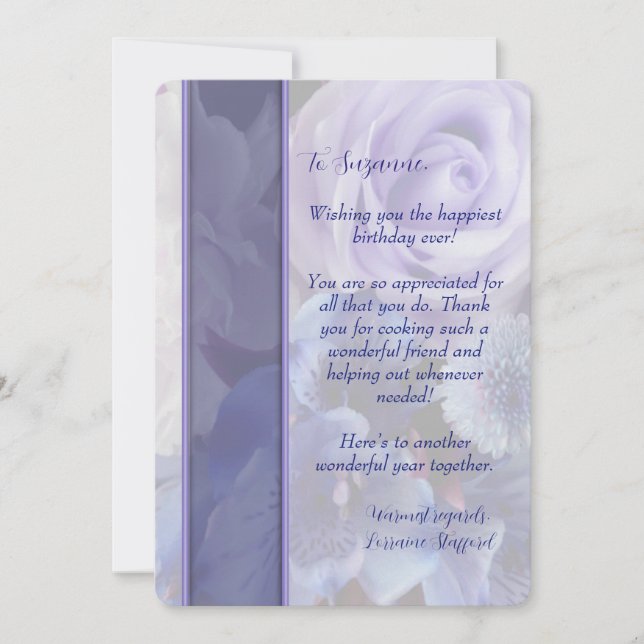 Lavender Blue Spring Rose Floral carte d'anniversa (Devant)