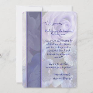 Lavender Blue Spring Rose Floral Geburtstagskarte Einladung