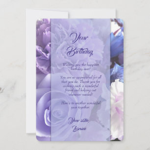 Lavender Blue Spring Rose Geburtstagkarte Einladung
