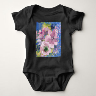 Lavender Blues Watercolor Glitzer Baby Strampler