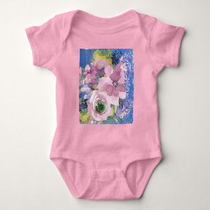 Lavender Blues Watercolor Glitzer Baby Strampler