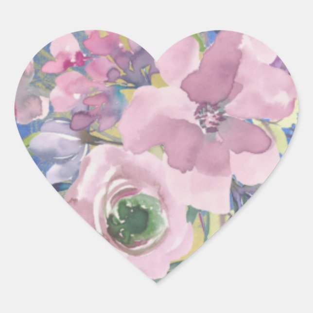 Lavender Blues Watercolor Glitzer Herz-Aufkleber (Vorderseite)