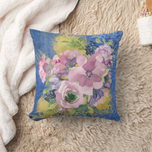 Lavender Blues Watercolor Glitzer Kissen