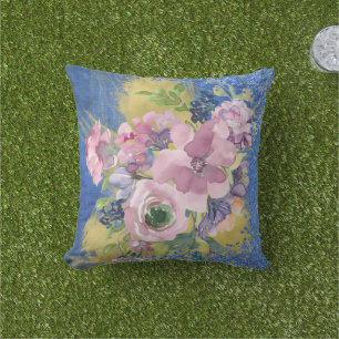 Lavender Blues Watercolor Glitzer Kissen