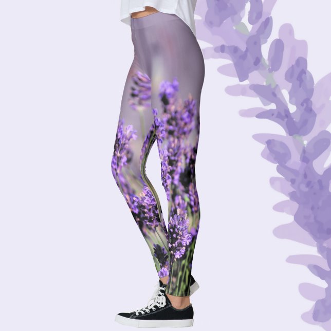 Lavender blüht florale botanische Lilac-Leggings Leggings (Von Creator hochgeladen)