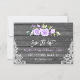 Lavender Blume Barn Wood Lace Wedding Save The Date
