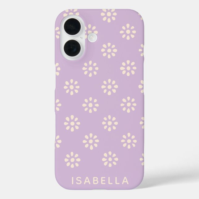 Lavender Blume Boho Muster Personalisiert iPhone 16 Hülle (Rückseite)