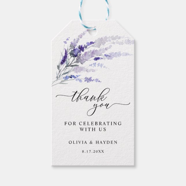 Lavender Blume Botanische Gastgeschenk Hochzeit Vi Geschenkanhänger (Vorderseite)
