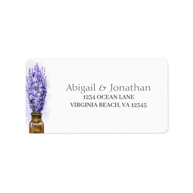 Lavender Blume Couple Wedding Floral Address Adressaufkleber (Vorne)