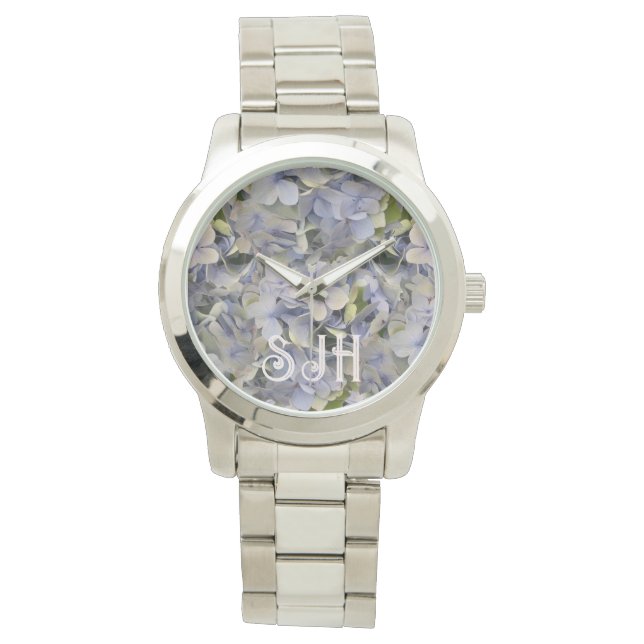Lavender Blume Hydrangea Face Armbanduhr (Vorderseite)