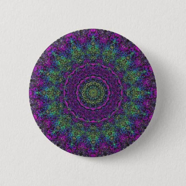 Lavender Blume Lila Abstrakt Mandala Button (Vorderseite)