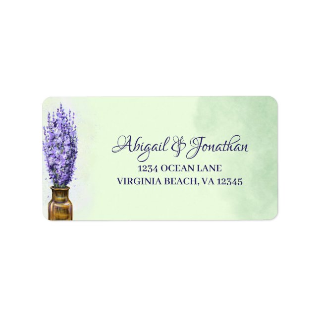 Lavender Blume Sage Green Couple Wedding Address Adressaufkleber (Vorne)
