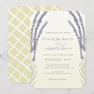 Lavender Blume Sprigs Gelbe Hochzeit Einladung
