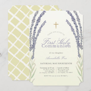 Lavender Blume Sprigs Yellow First Heilige Kommune Einladung