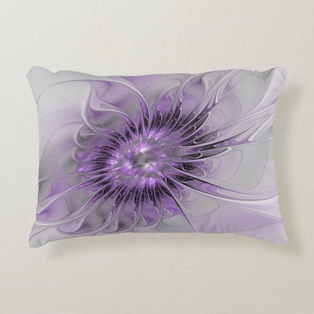 Lavender Blume Traumhaft Modernes Abstraktes Frakt Dekokissen (Vorderseite)