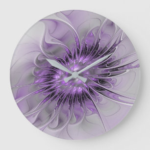 Lavender Blume Traumhaft Modernes Abstraktes Frakt Große Wanduhr