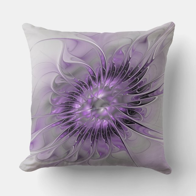 Lavender Blume Traumhaft Modernes Abstraktes Frakt Kissen (Vorderseite)