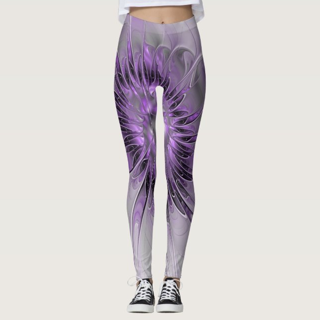 Lavender Blume Traumhaft Modernes Abstraktes Frakt Leggings (Vorderseite)